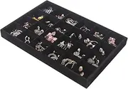 [XolngYYeng] 24 Grids Jewelry Earring Organizer Tray,Black Velvet Jewelry Storage Display Stand for Selling.
