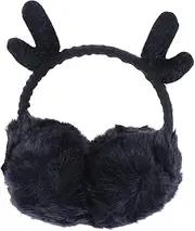 [SHERCHPRY] 1 PC Antlers Earmuffs Plush Ear Warmers Adorable Cute Accessory Boys Ear Muff Cold with Fur for Plush Warm Xmas Sleeping Antler Earmuff Keep Soft Black