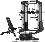 CORTEX SM-25 6-in-1 Power Rack with Smith & Cable Machine + Bn-9 Bench + 130Kg Olympic Bumper Weight Plate & Barbell Package