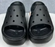 Crocs Stomp Slide Black Women's Size 8 Platform Slides 209346 001 - NEW