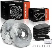 A-Premium 12.64 inch (321mm) Front Drilled and Slotted Disc Brake Rotors + Ceramic Pads Kit Compatible with Select Hyundai Models - Santa Fe 2013-2016, Santa Fe XL 2015-2016, 6-PC Set