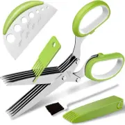 Herb Scissors 5-Blade Cutter with Cover, Sharp Kitchen Shears, Dishwasher Safe
