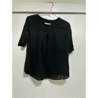 在飛比找蝦皮購物優惠-LALAU韓國黑色布蕾絲短袖襯衫