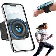 TOPGO Running Phone Holder for iPhone [360° Rotatable & Upgrade Anti-Drop] Magnetic Wrist Phone Holder, Magsafe Armband Compatible with iPhone 16 Pro and Android - Black
