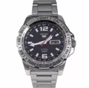 SEIKO 5 Sports SRP683K1 GMT Automatic 4R36 Watch World Time Steel Black Day Date