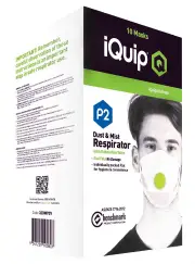 iQuip 32DMP2V - Dust & Mist Mask Flat Fold P2 with Valve 10 Pack