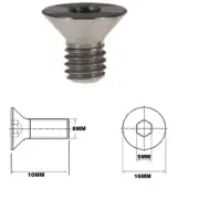 M8X10MM 1.25 THREAD PITCH TITANIUM COUNTERSUNK BOLT GRADE 5