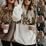 Womens Warm Teddy Bear Fleece Hoodie Ladies Jumper Hooded Pullover Sweatshirt AU