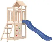 'vidaXL Outdoor Playhouse Set - Solid Pine Wood - Includes Wave Slide, Ladder, Rockwall & Sandpit - Platform Height 90 cm - Maximum User Weight 45 kg