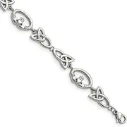 [JewelryWeb] Stainless Steel Fancy Lobster Closure Polished Claddagh and Trinity Knot Bracelet 20 Centimeters 9mm Wide Link-Bracelet for Women