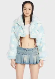 [Namilia] Dick Dollar Faux Fur Crop Jacket