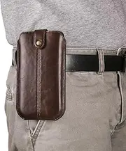 Belt Clip Holster Slim Leather Cell Phone Holster Men Case,Belt Cell Phone Holder, Leather Phone Pouch Compatible with iPhone 14 Pro Max,XS Max Universal Smartphone Leather Sheath Compatible with Gala