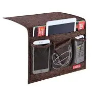 Linen 4 Pockets Bedside Caddy, Bedside Storage Classic 4 Pockets Coffee