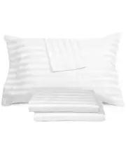 AQ Textiles Ultra Lux Wide Stripe 1200-Thread Count 4-Pc Queen White Sheet Set