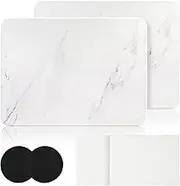 2 Pack Stone Drying Mat for Kitchen Counter Diatomaceous Earth Dish Drying Mat Fast Drying Stone Mat Kitchen Water Absorbent Heat Resistant Mat for Countertop Coffee Mat (Style A, 16"" x 12“), White