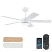 White Ceiling Fans with Lights - 46" Low Profile Ceiling Fan Lights with 5 Bl...