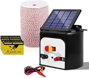 Giantz Fence Energiser 8km Solar Energizer Charger Electric Wire, Fencing Equipment, 0.3J Discharge Energy Lead Sealed Battery Panel 2000m Polywire 2.3mm Width