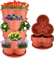 Stackable Planter, Vertical Garden Strawberry Indoor/Outdoor Planters, 5 Tier To