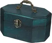 Cabilock Box Decorative Storage Box Retro Octagonal Design with Handle Versatile Organizer for Desk Shelf and Table Wood Chest for Keepsakes and Jewelry Storage
