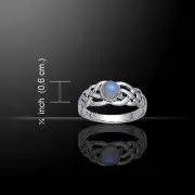 CELTIC INFINITY KNOT Ring Sterling Silver Rainbow Moonstone