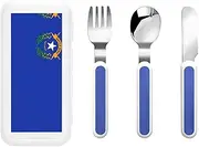Nevada State Flag 3 Piece Set For Camping Stainless Steel Flatware, Spoon, Fork, Knife, Ideal For Outdoor
