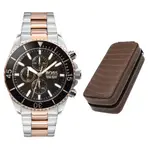 HUGO BOSS 原廠平輸精品手錶 | 紳士三眼計時男錶 - 黑/不鏽鋼雙色錶帶 1513705