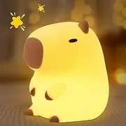 Capybara Night Light, CooPark Cute Animal Soft Silicone LED Lamp with Dimmability and Timer, Portable Rechargeable Children's Room Bedside Table Bedroom Table Decoration Birthday for Children