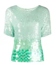 iridescent sequin T-shirt XS Green