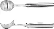 UKQRRTC 2Pcs Ice Cream Scoop Stainless Steel Fruit Ball Spoon 8 Inches Nonstick Watermelon Spoon Multipurpose Cookie Scoop for Fruits and Vegetables, Standard, Silver