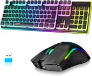 HXSJ L96 Wireless Keyboard Mouse Combo, 3000mAh Rechargeable RGB Full Size forPC
