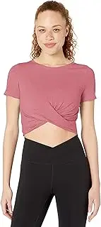 [Amazon Essentials] Women's Soft Cotton Knot Front Cropped Yoga T-Shirt (Available in Plus Size)