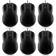 6 Pcs Wired USB Computer Mouse Bulk 3 Button Corded Mouse Wired Mouse for Lap