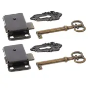 2pcs decorative locks Jewelry Box Lock Cupboard Latches Antique Lock and Key