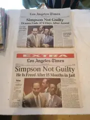 2 O.J. Simpson Not Guilty LA Times Newspapers Oct. 3 and 4, 1995 Full Sections