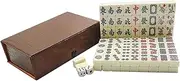 Hellery Antique Travel Mahjong Set with Storage Box Games Entertainment Chinese Mahjong Game Set for Family, Leisure, Boys and