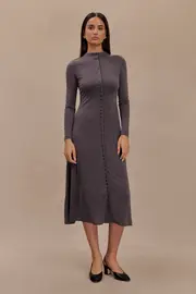 Anders Peached Jersey Midi Dress - Charcoal