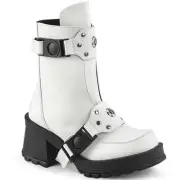 Demonia Bratty-56 Cyber Goth Punk Rock White Platform Ankle Boots