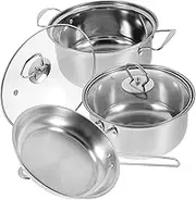 Amosfun 1Set Stainless Steel Cookware Set Cookware Set with Soup Pot Frying Pan Milk Pot Easy to Clean Design for Efficient Cooking The Kitchen