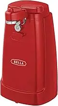 BELLA Electric Can Opener and Knife Sharpener, Multifunctional Jar and Bottle Opener with Removable Cutting Lever and Cable Storage, Stainless Steel Blade, Red