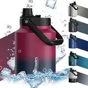 Conburrod Camping Water Bottle (R Rhodes) 2 Liter Sports Bottle, Water Bottle, 1.5 Liter Direct Drinking, Double Stainless Steel Bottle, Double Vacuum Construction, Carbonated, No Leak, Wide Mouth,