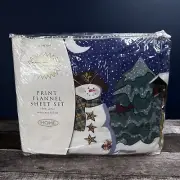VTG 2000 Y2K Target Snowman Christmas 4-Piece Full Twin Print Flannel Sheet Set