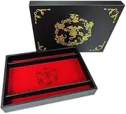 Critical Roll Dice Tray Rectangular Leather and Velvet Storage Space Compatible with Any Board and Role Play (Red)