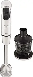 Krups HZ2031 Perfect Mix 5000 Plus Hand Blender with Mixing Cup and Mini Chopper, 4-Blade Technology, 16 Speed Levels, Turbo Level, 600 W, White/Black/Brushed Stainless Steel