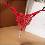 [CXJGCRDM] Belly Chain Pearl Body Chain Panties Sweet Underwear Open Crotch Thongs Embroidery Sexy Lingerie Erotic Beaded Body Chains for Women Sexy
