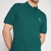 在飛比找PChome24h購物優惠-A&F 熱銷刺繡麋鹿短袖Polo衫(無吊牌)-墨綠色