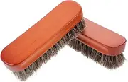 BESPORTBLE 2pcs Horsehair Shoe Brush Ergonomic Handle Gentle Bristles for Cleaning and Polishing for Leather Boots and Shoes Maintenance