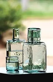 Kalalou Bedside Water Carafe and Drinking Glass, One Size, Green