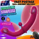 Strapless Strap On Double Ended Dildo Couples Pegging Vibrator Remote Sex Toy