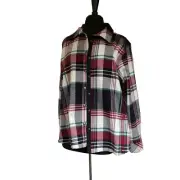 Orvis Women Size XXL Cotton Flannel Plaid Fleece Lined Snap Shirt Jacket Shacket