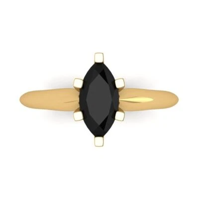 1Ct Marquise Cut VVS1 Natural Onyx Solid 14K/18K Gold Solitaire Engagement Ring